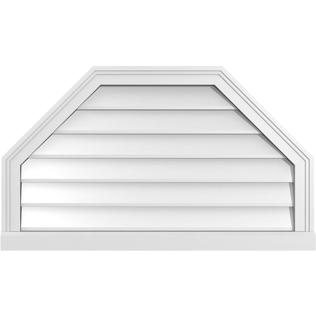 Ekena Millwork Octagonal Top Surface Mount PVC Gable Vent w/ 2"W x 2"P Brickmould Sill Frame, 34"W x 20"H GVPOT34X2003SN